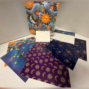 8 Sheets of Vintage Celestial Wrapping Paper from Regal 19x27” Made in Canada